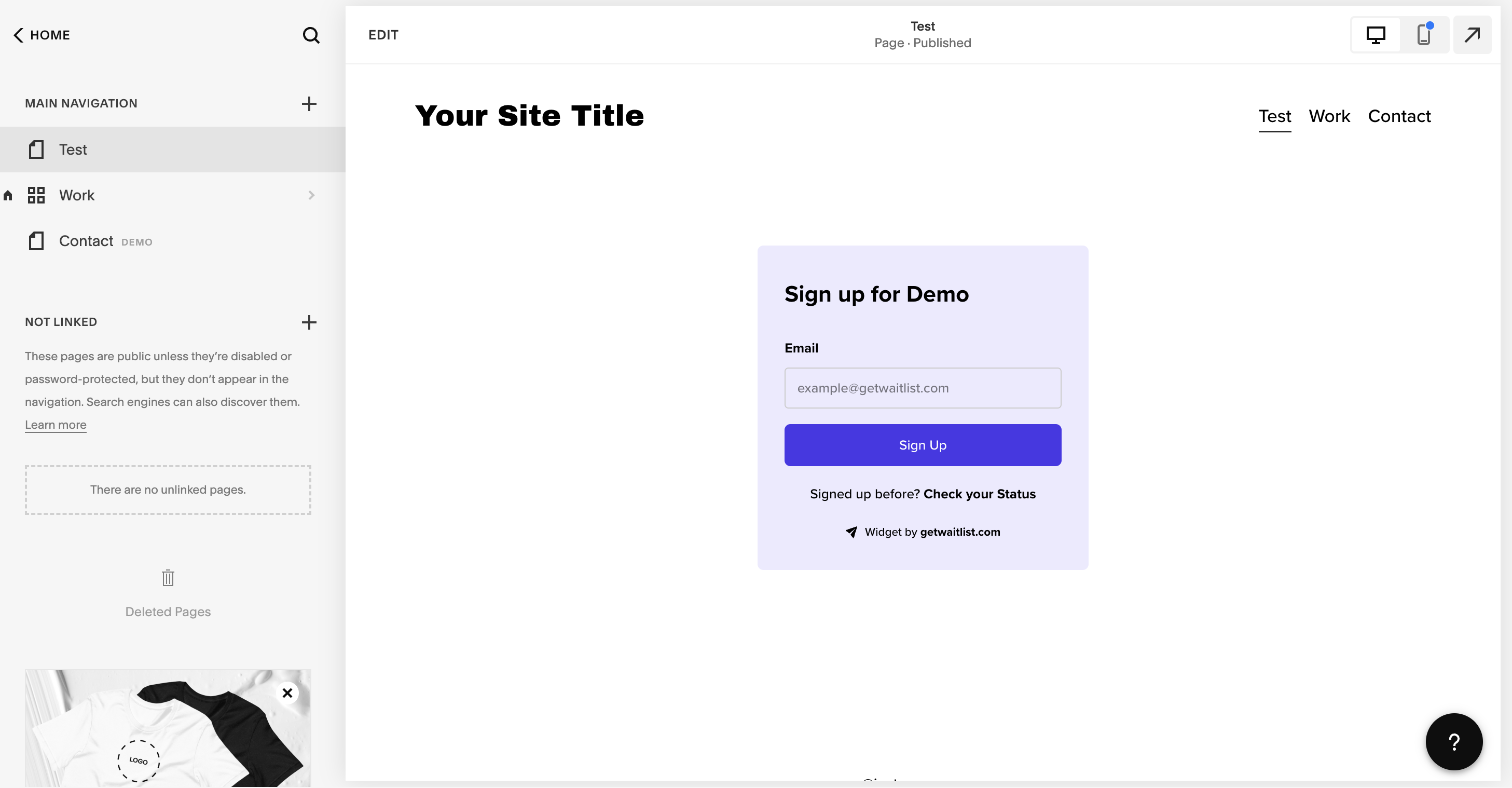 Squarespace interface step 6