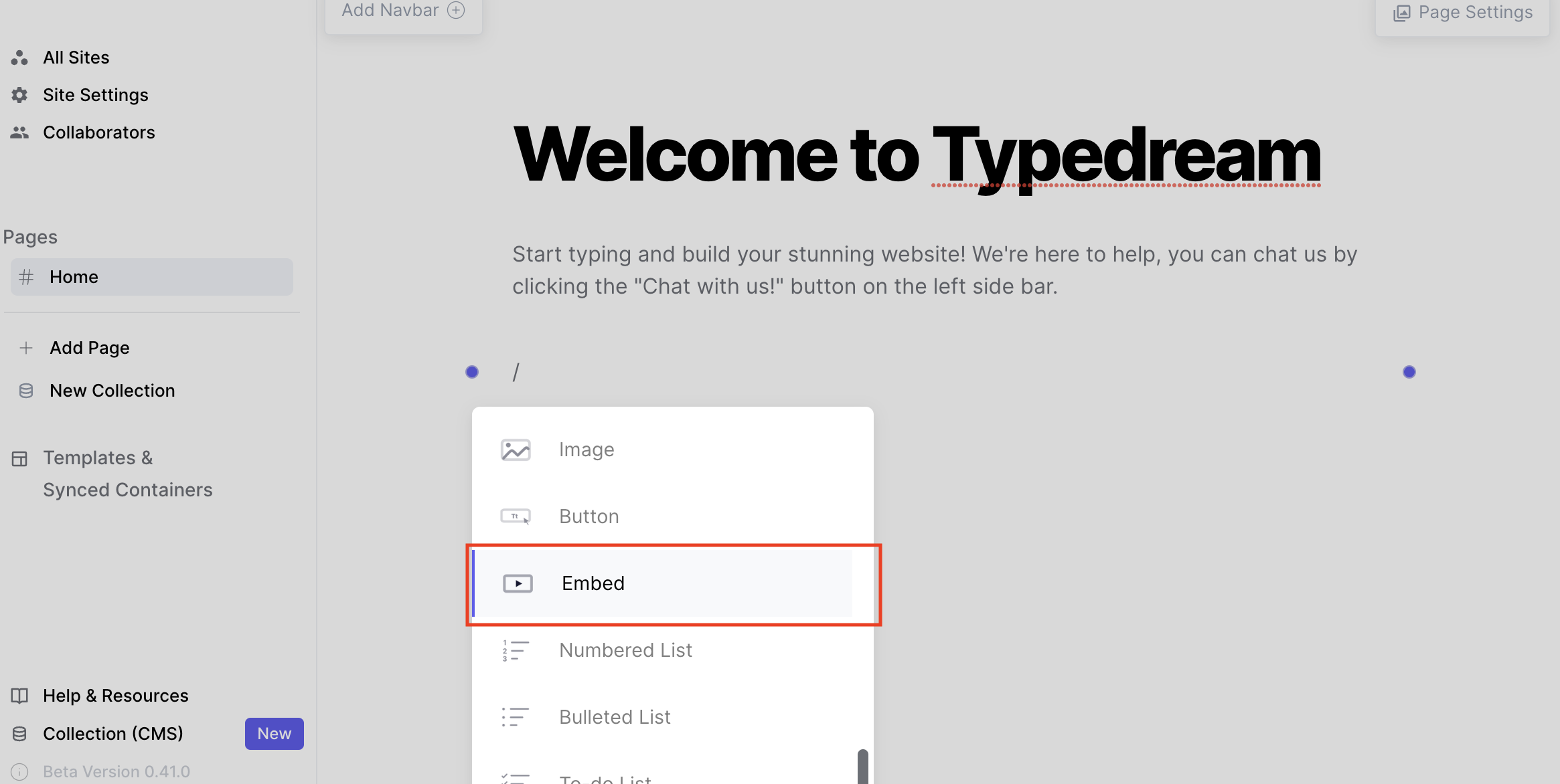 Typedream interface step 1